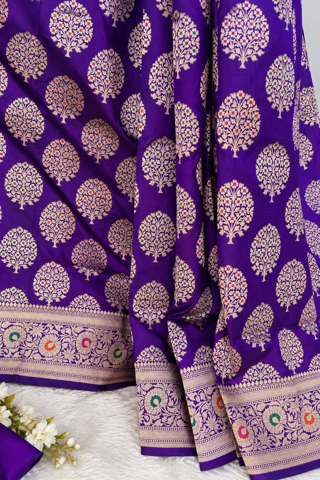 Purple Meenakari Katan Silk Saree