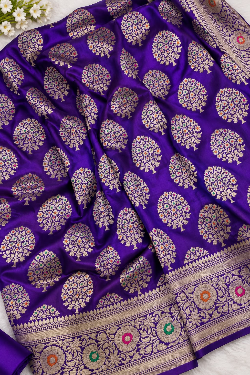 Purple Meenakari Katan Silk Saree
