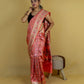 Peach Ikkat Handwoven Katan Banarasi Silk Saree