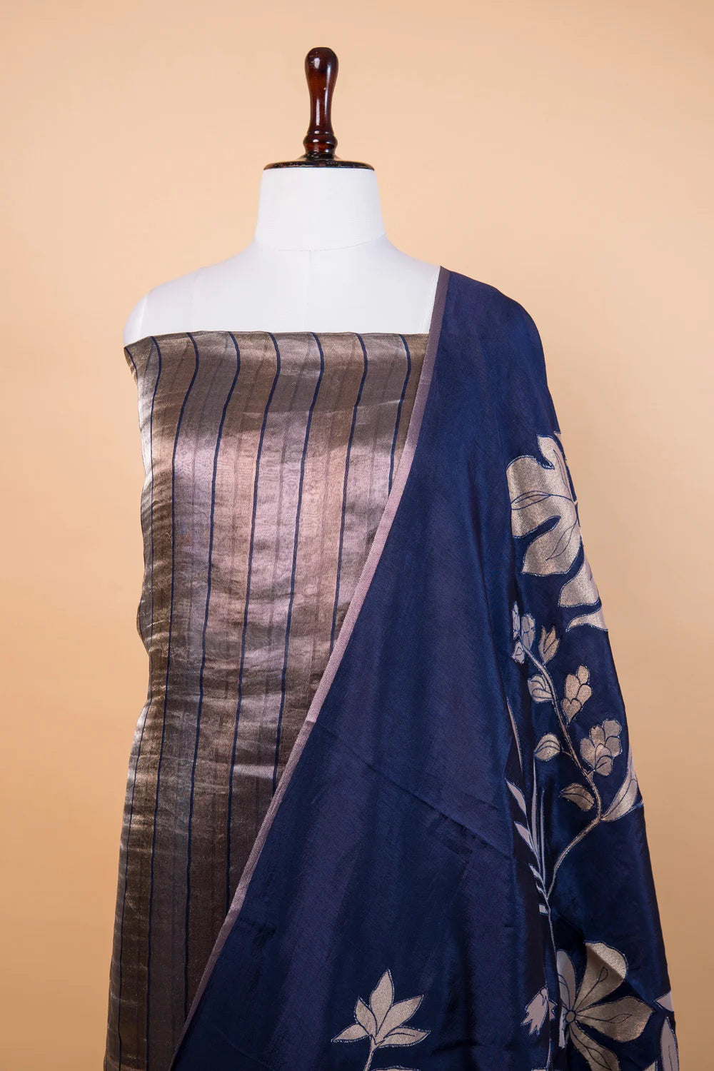 Royal Blue Applique Puna Silk Suit