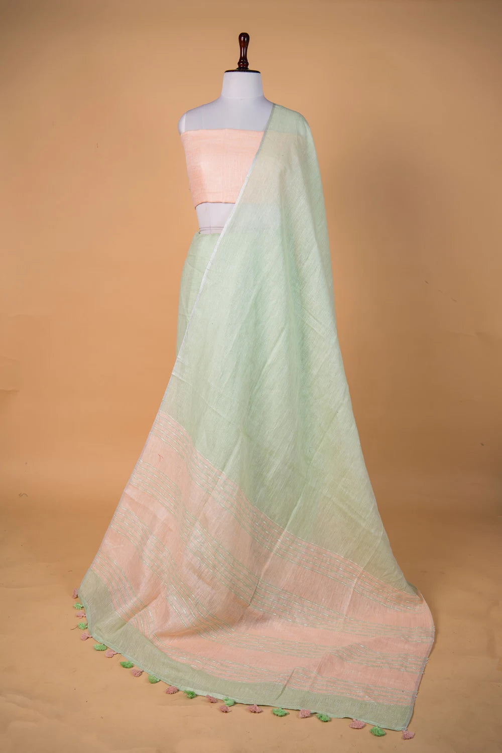 Liril Green Pure Linen Saree