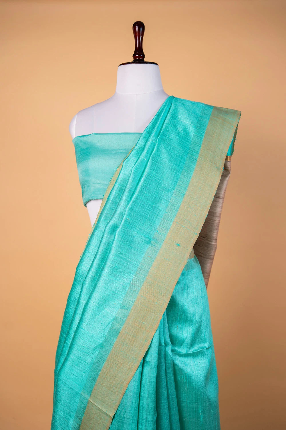 Sea Green Handloom Raw Silk Saree