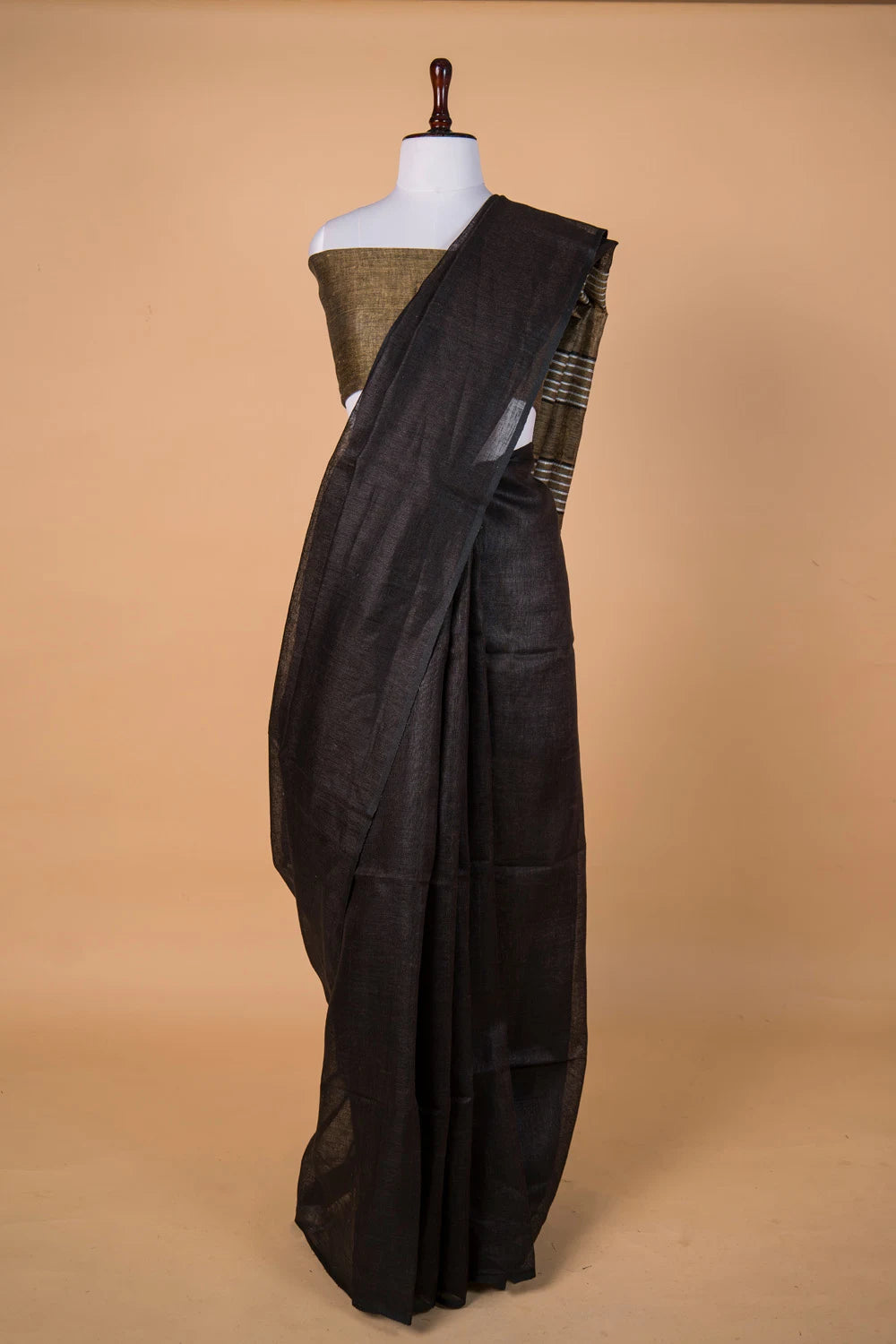 Coffee Brown Pure Linen Saree