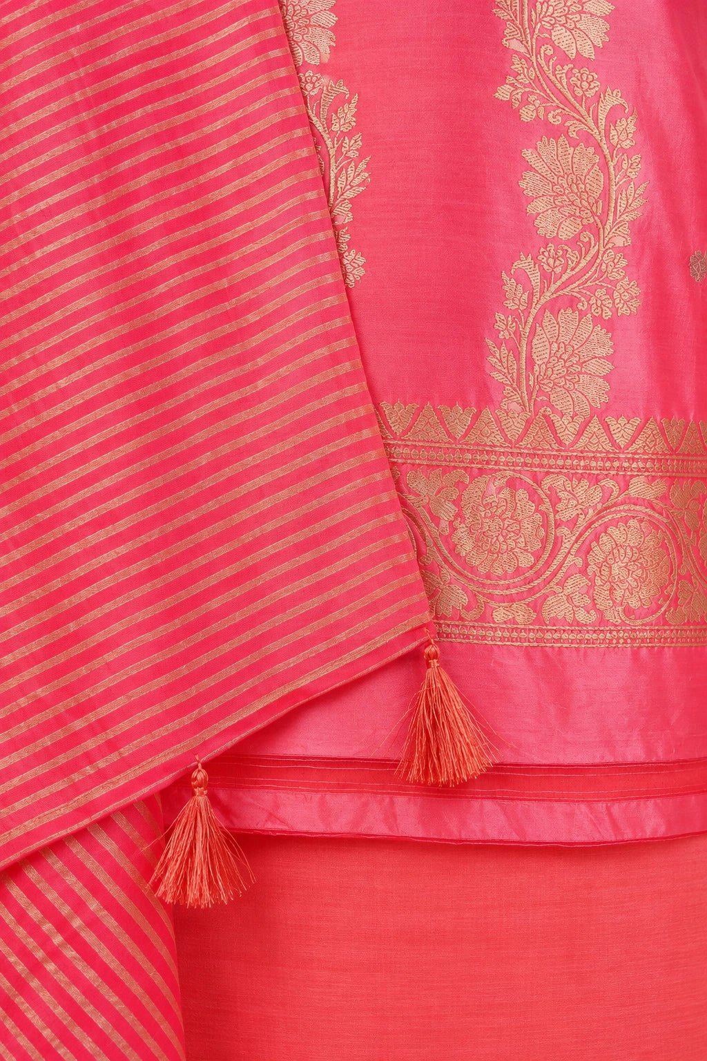 Peach Kadhua Chiniya Silk Suit Set