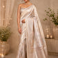 Rekhaji Inspired Silver Tissue Silk Saree