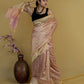 Golden Metallic Pink Tissue Banarasi Silk Saree
