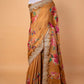 Beige Floral Embellished Tussar Silk Saree