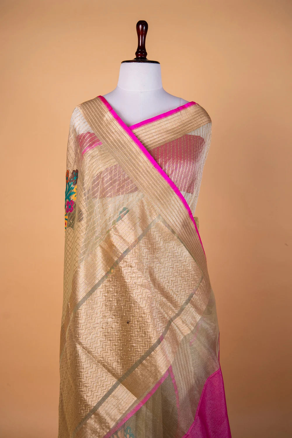 Mehndi Green Handwoven Tissue Net Saree