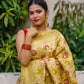 Beige Multi Resham Weaving Tissue katan Banarasi Silk Saree