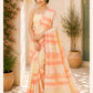 Yellow & Orange  Pure Linen Saree