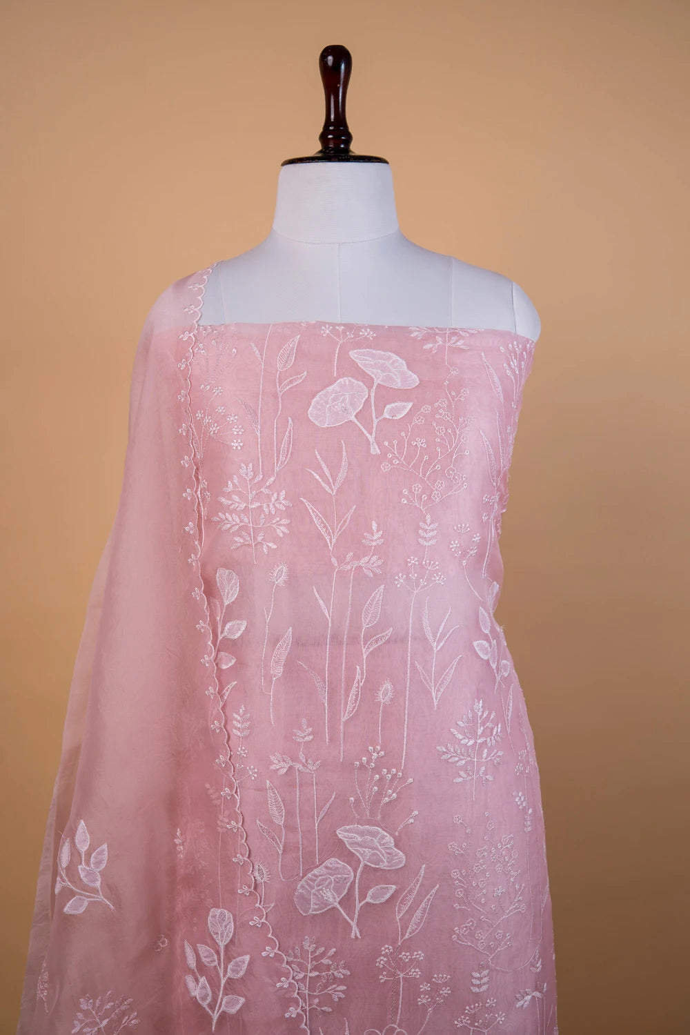 Light Pink Embroidered Organza Suit