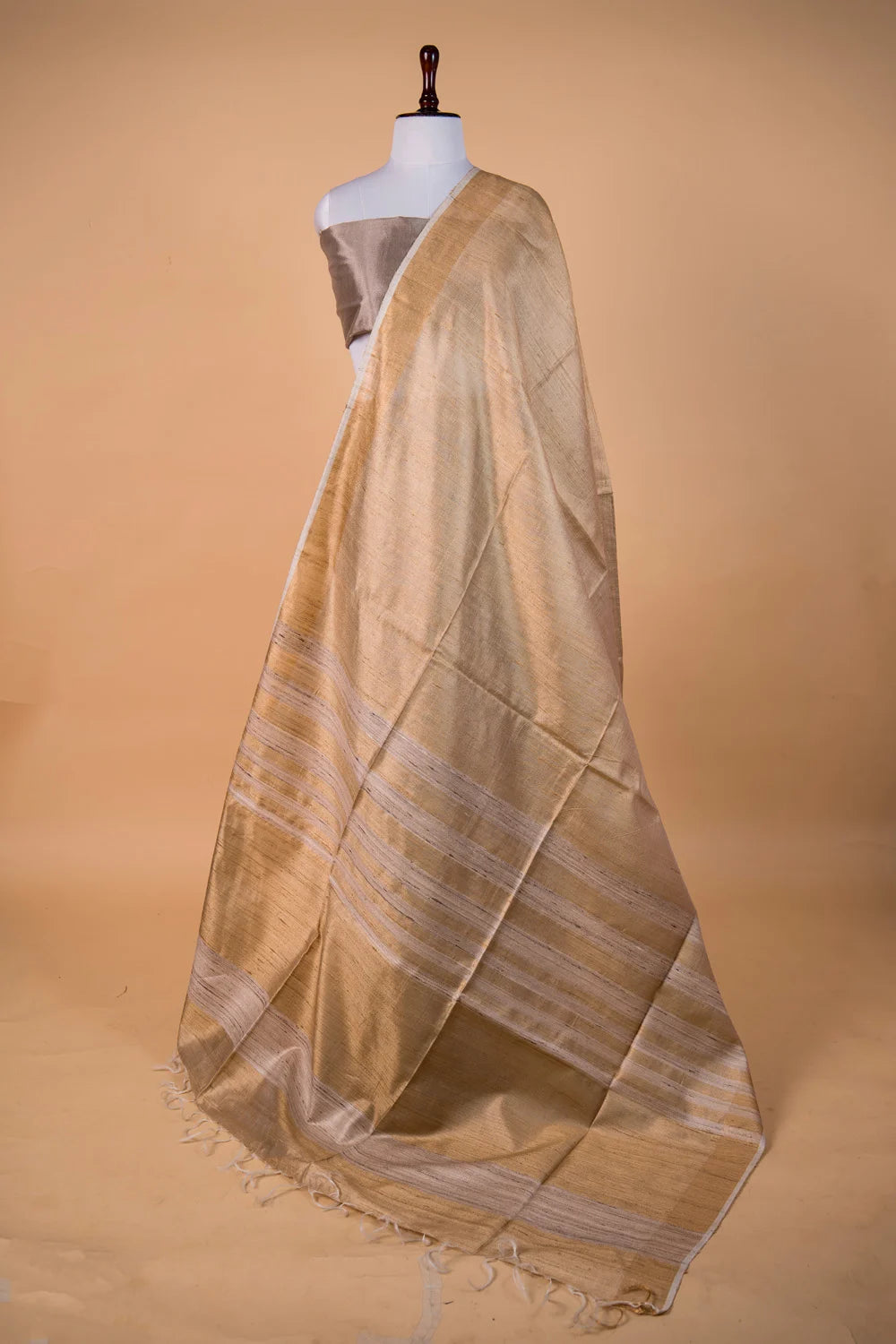 Beige Handloom Raw Silk Saree
