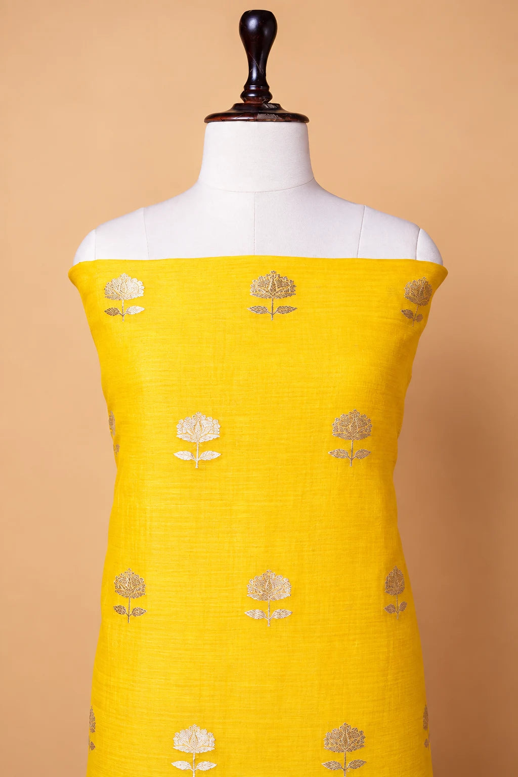 Yellow Linen Silk Weaving Co-ord Set