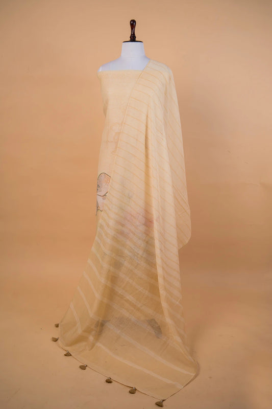 Yellow Digital Print Mul Chanderi Suit