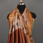 Dusty pink chikankari block printed tussar silk saree