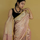 Golden Metallic Pink Tissue Banarasi Silk Saree