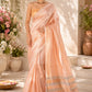 Light Peach Handloom Raw Silk Saree