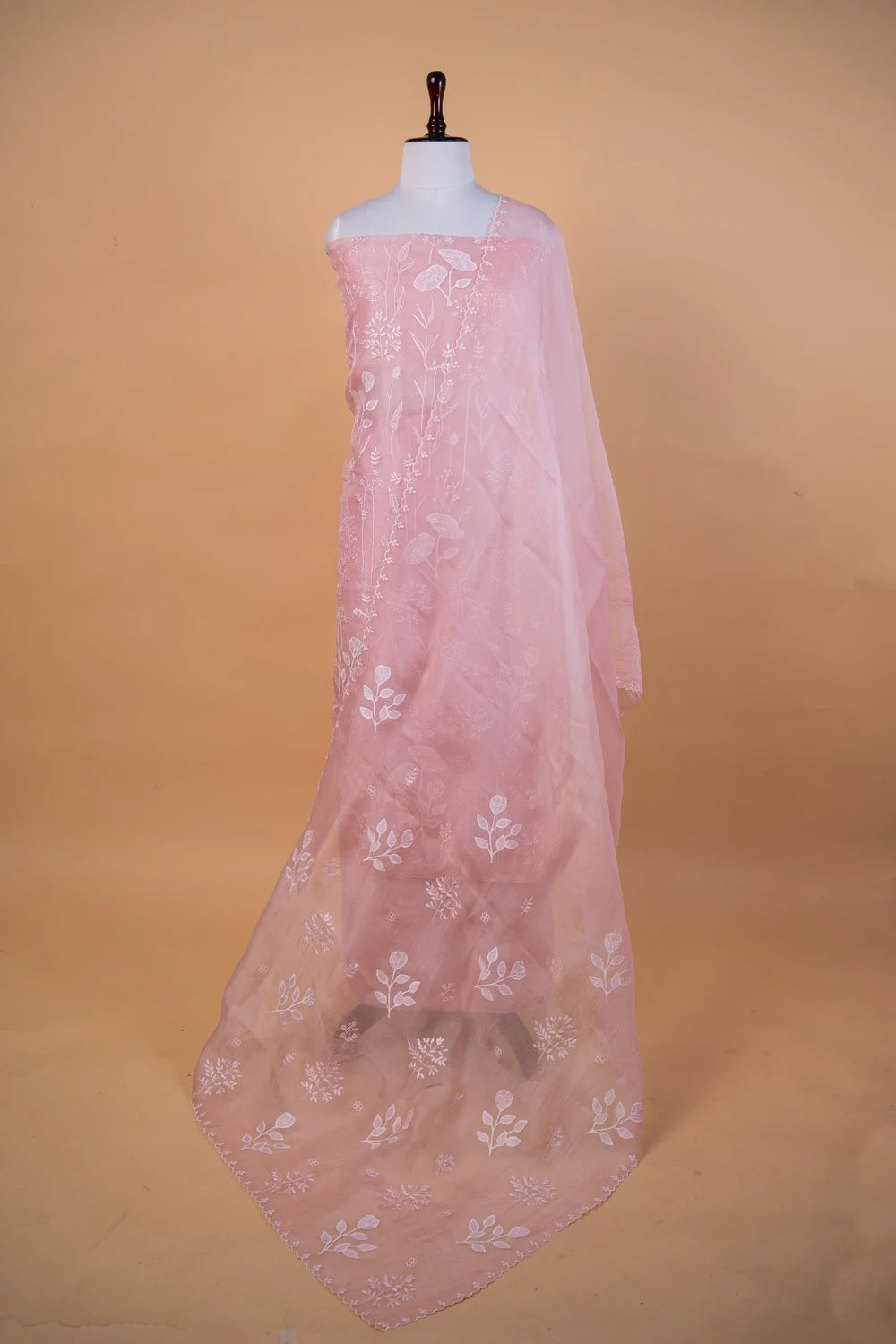 Light Pink Embroidered Organza Suit