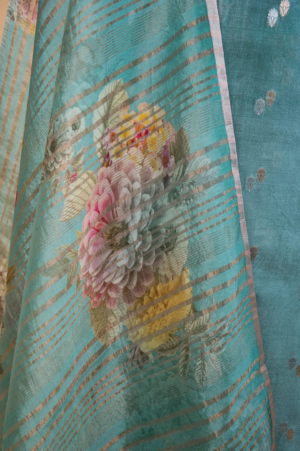 Sea Green Sona Rupa Weaving Puna Silk Suit