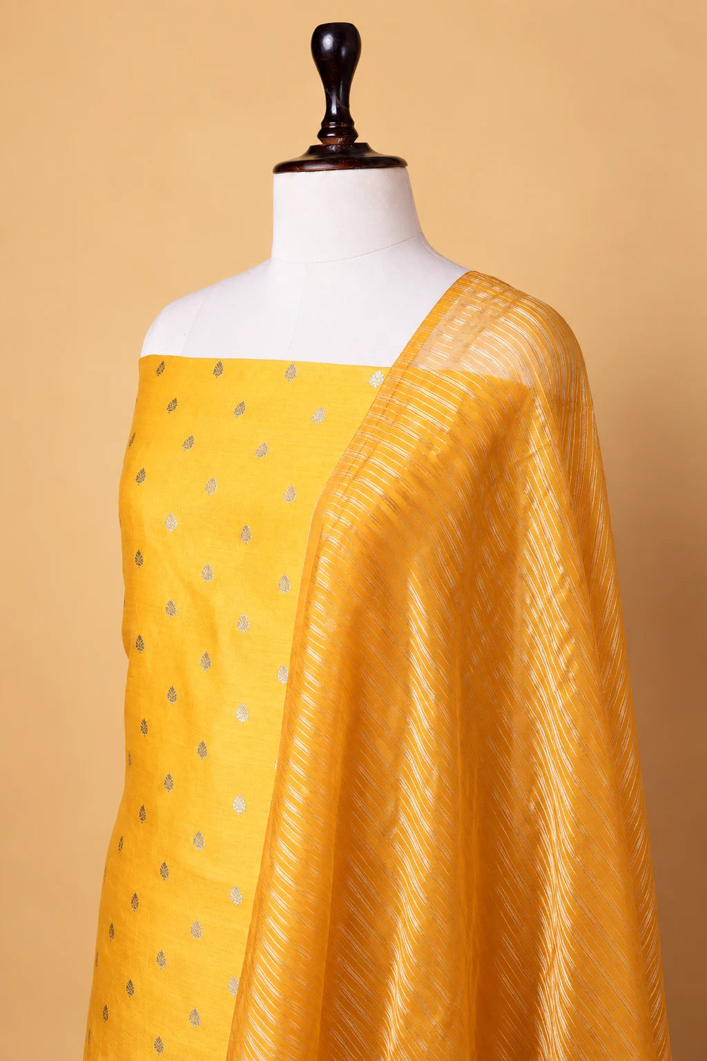 Rich Yellow Handwoven Chiniya Silk Suit Set