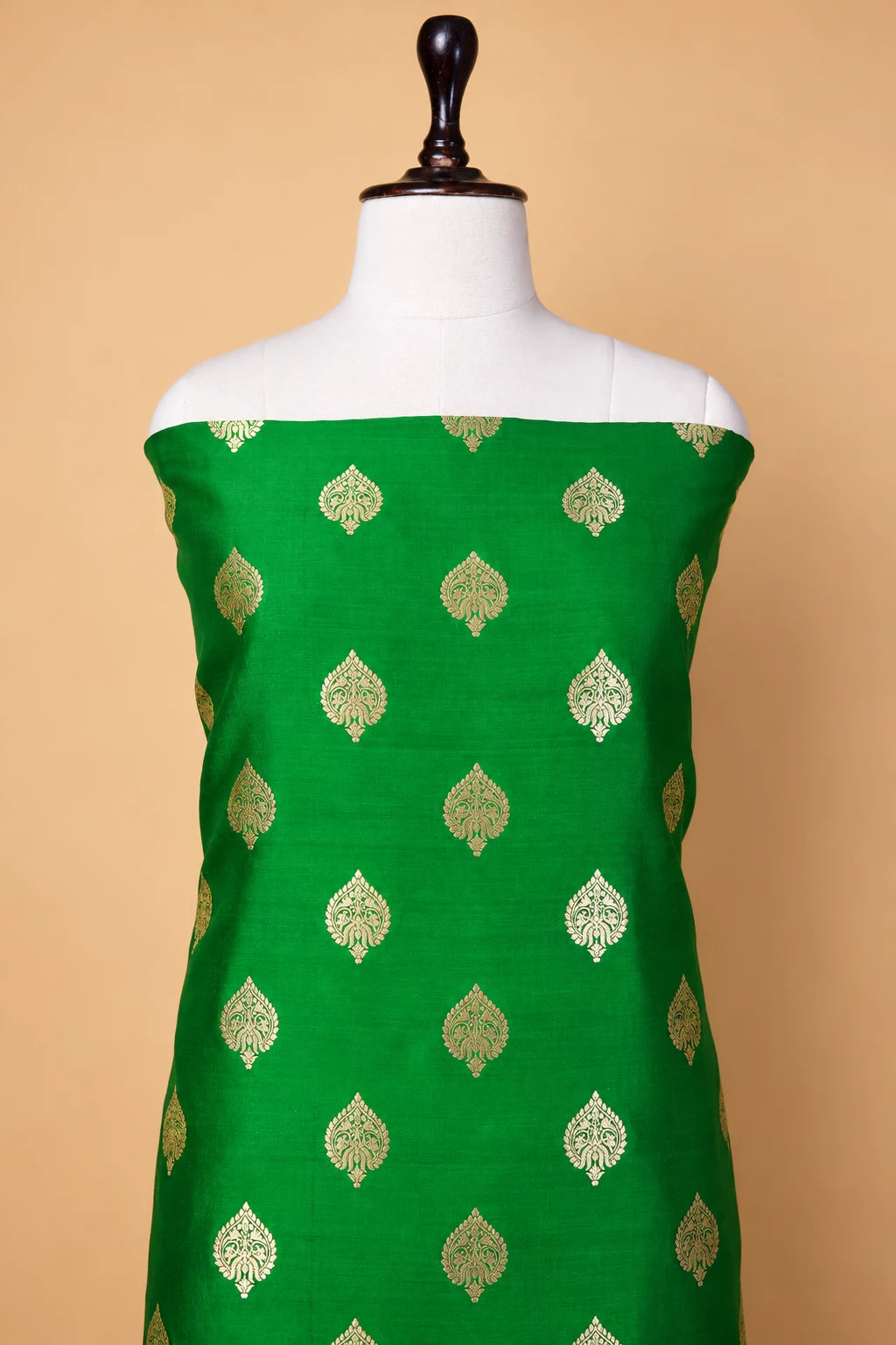 Bottle Green Handwoven Chiniya Silk Suit Set