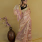 Golden Metallic Pink Tissue Banarasi Silk Saree