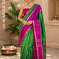 Bright Green Zari Buta Raw Silk Saree