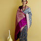Grey and Rani Woven Katan Banarasi Silk Saree