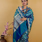 Elegant Peacock Color Uppada Handloom Katan Banarasi Silk Saree