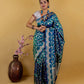 Elegant Peacock Color Uppada Handloom Katan Banarasi Silk Saree
