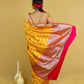 Bright Yellow Ada  Lehariya Katan Banarasi Silk Saree