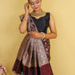 Brown Floral HandWoven Katan Banarasi Silk Saree