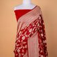 Maroon Red Floral Khaddi Silk Saree