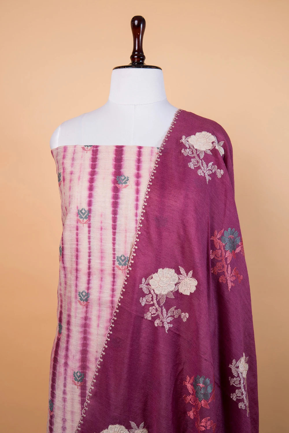 Onion Pink Shibori Dye Munga Silk Suit