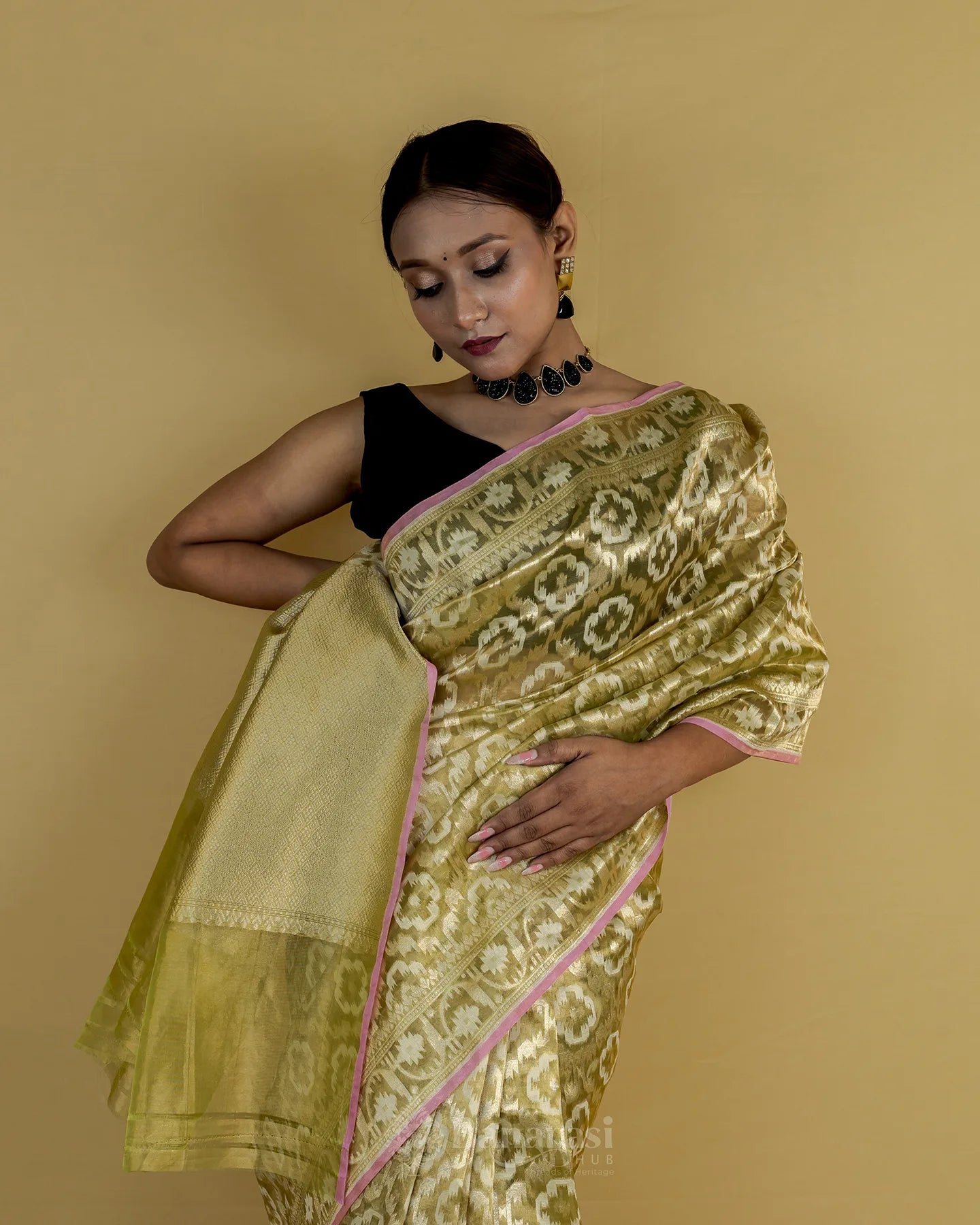 Metallic Green Tissue Banarasi Silk Saree