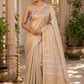 Beige Handloom Raw Silk Saree