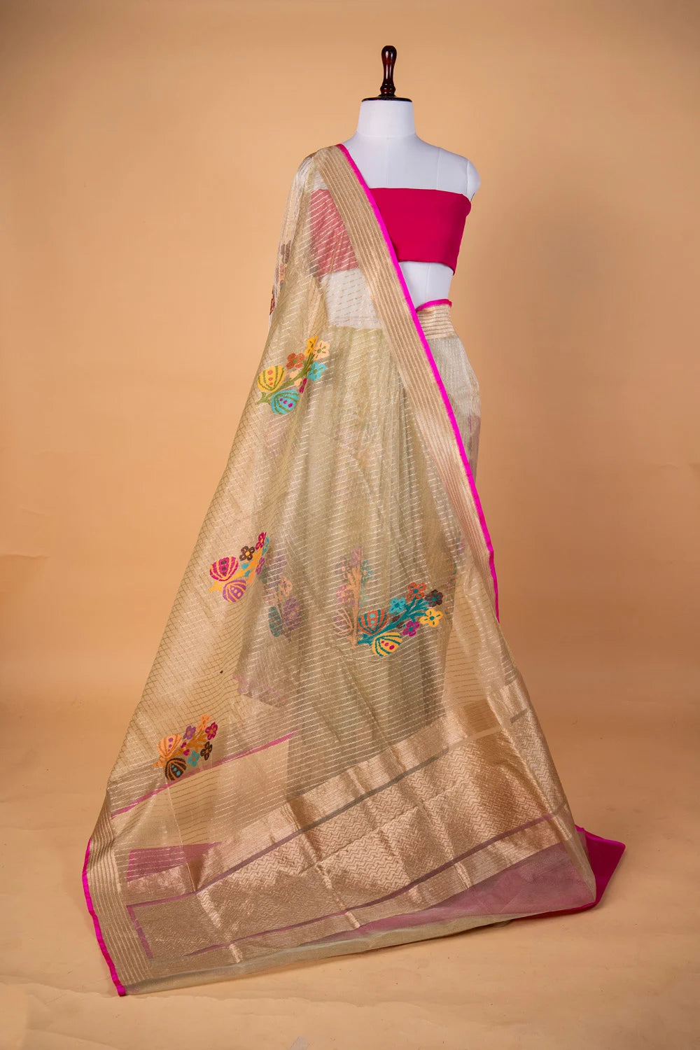 Mehndi Green Handwoven Tissue Net Saree