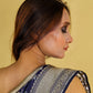 Navy Blue Floral Katan Banarasi Silk Saree