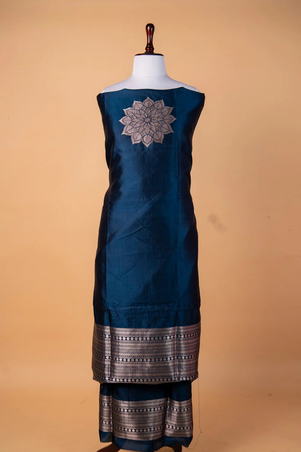 German Blue Katan Silk Weaving Co-ords