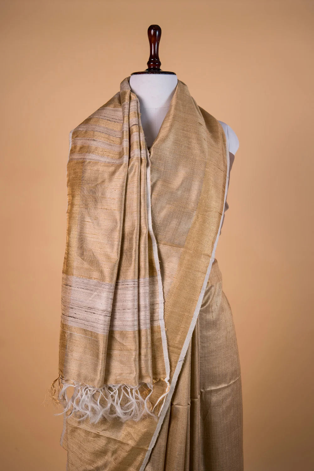 Beige Handloom Raw Silk Saree