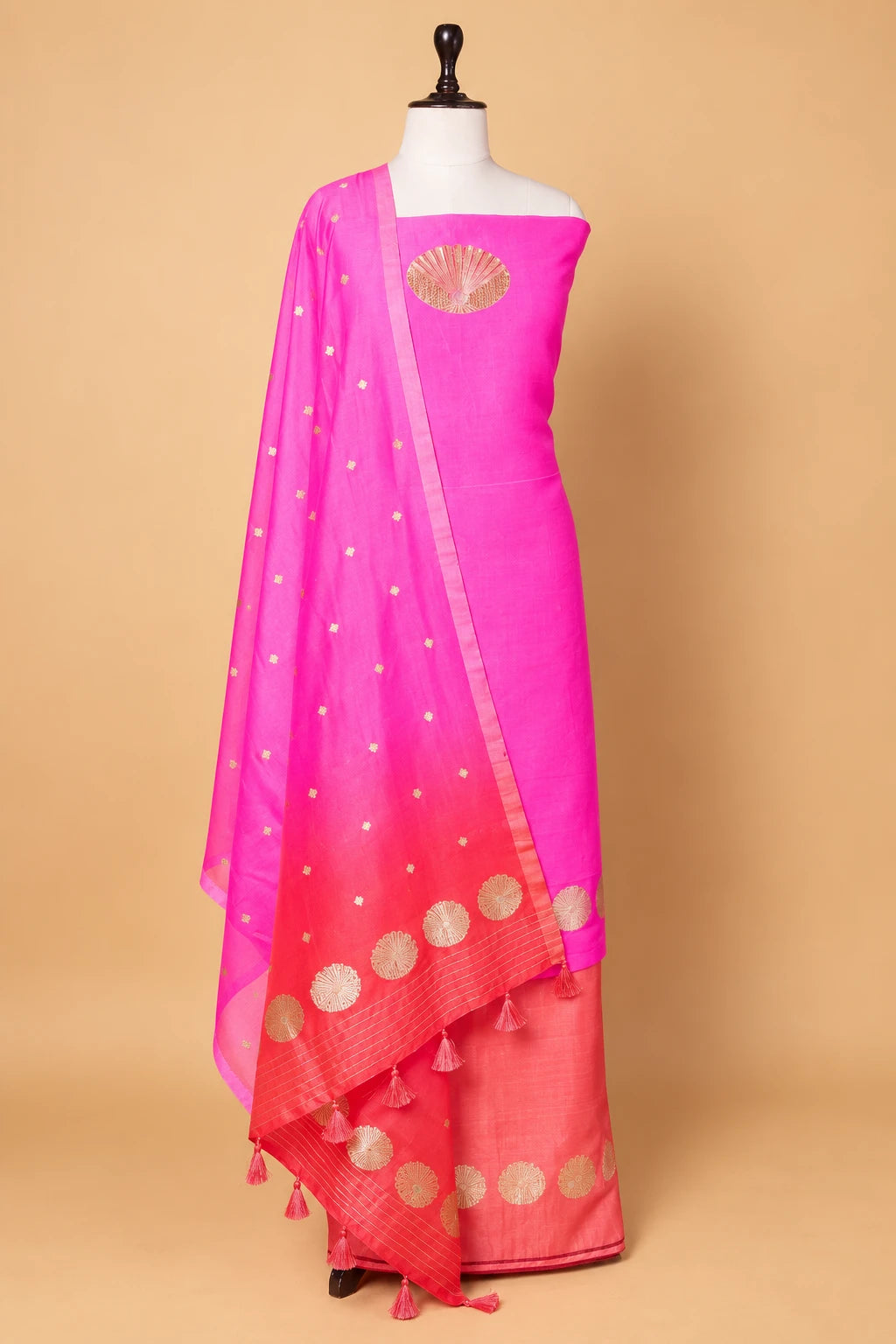 Peach and Pink Shaded Organza Suit