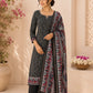 Black Cotton Printed Suit