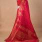 Hot Pink Temple Border Raw Silk Saree