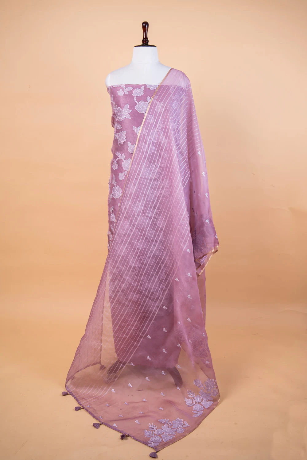 Lavender Applique Organza Suit