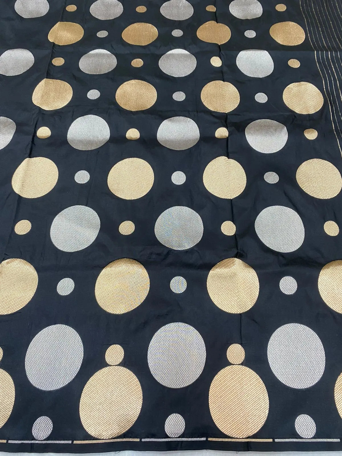 Rekhaji Inspired Black Polka Dot Katan Silk Saree