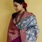 Grey and Rani Woven Katan Banarasi Silk Saree