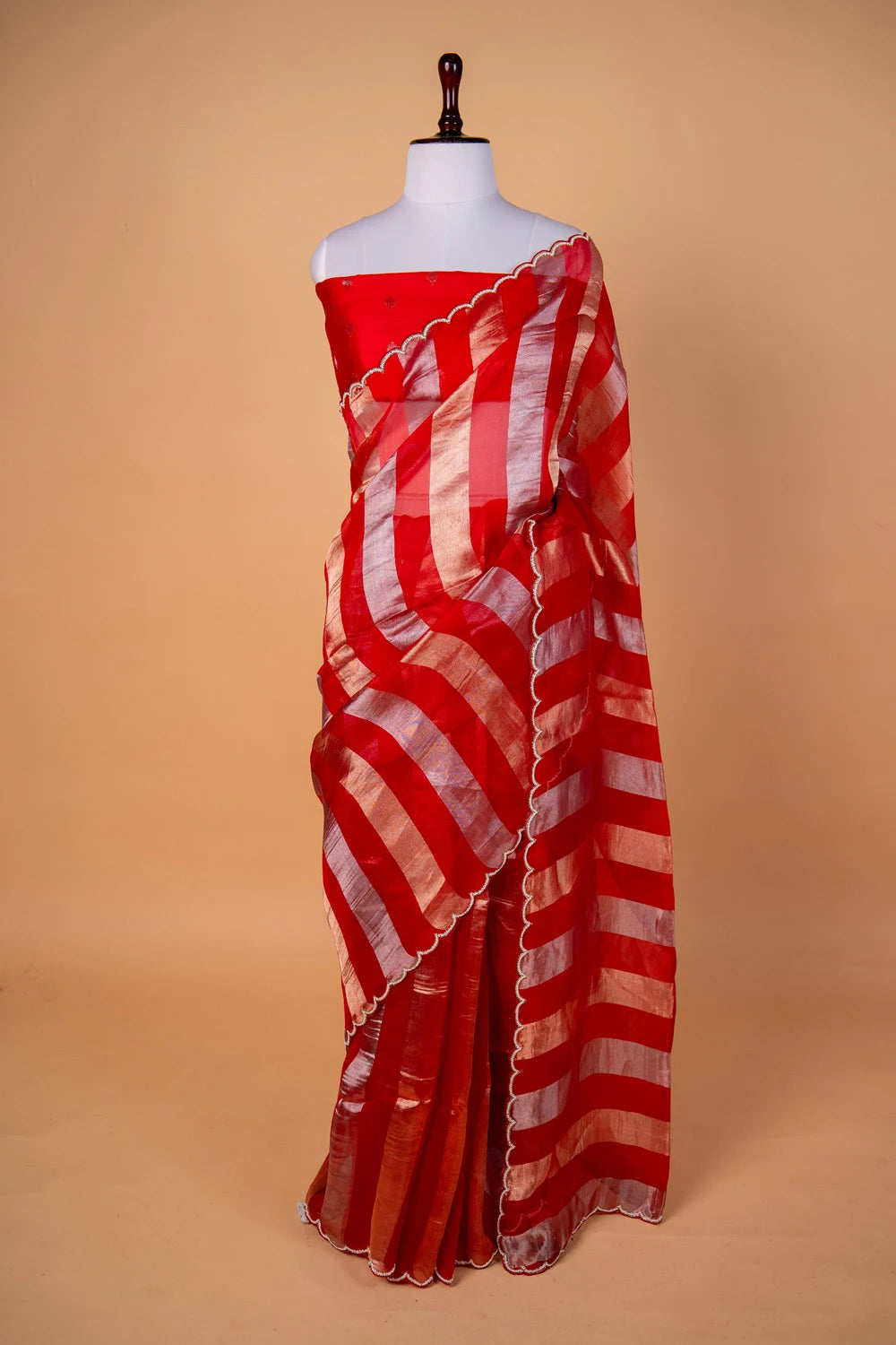 Red Sona Rupa Cocktail Saree