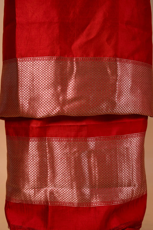 Rich Red Katan Silk Weaving Co-ords