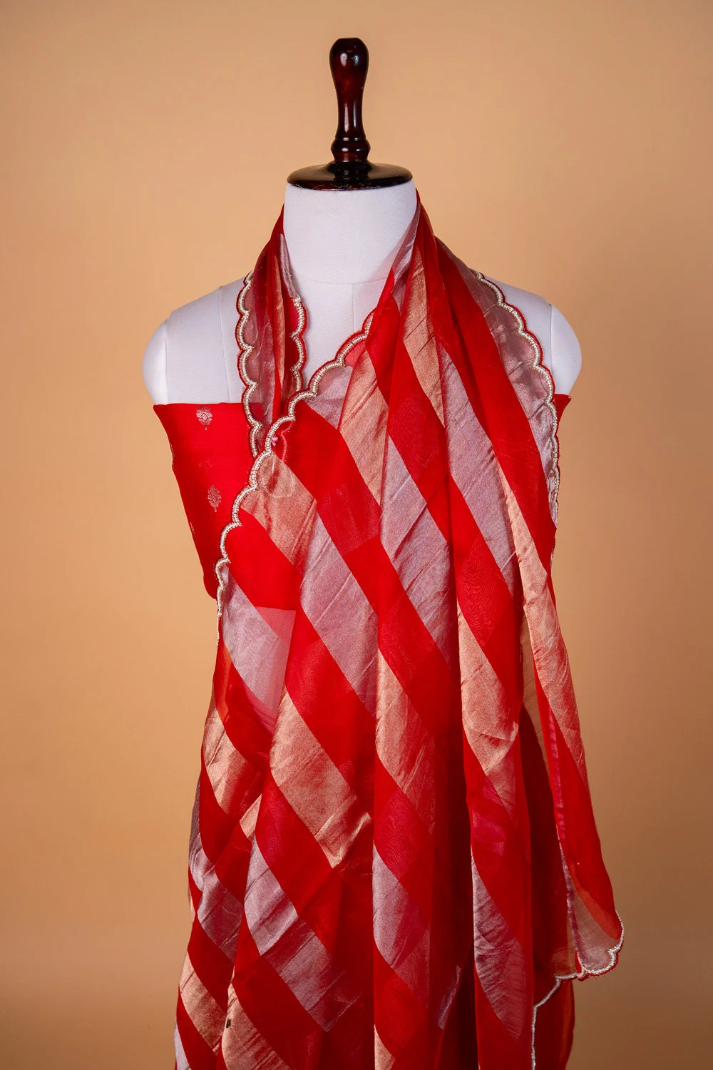 Red Sona Rupa Cocktail Saree