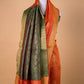 Orange Zari Buta Raw Silk Saree